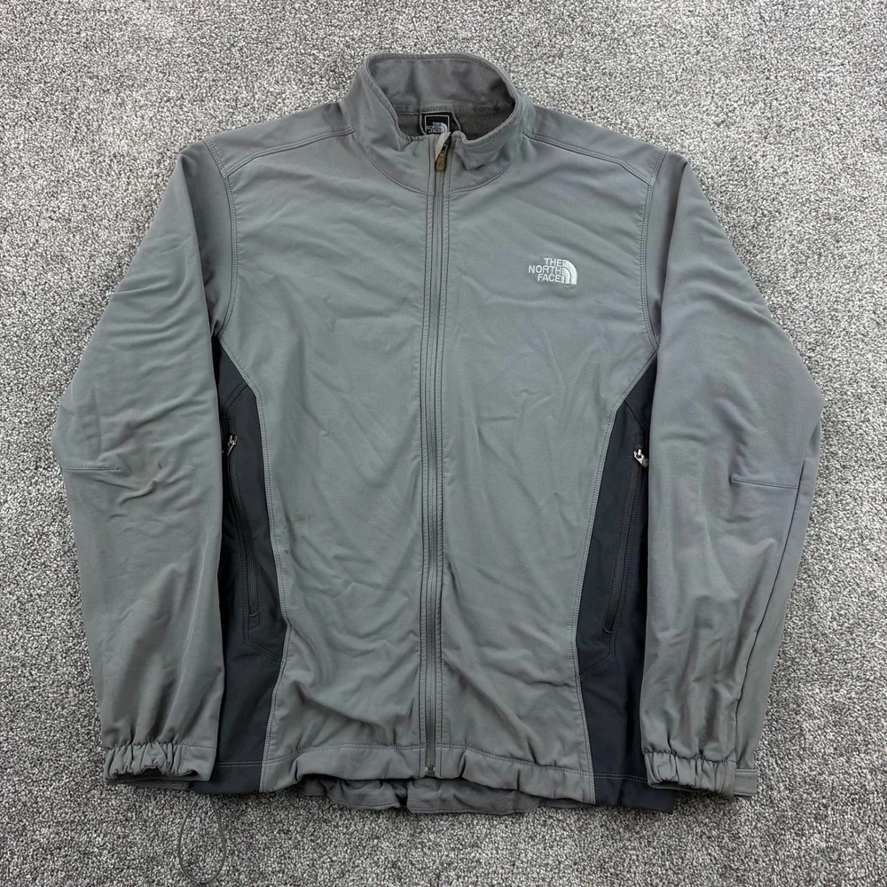 The North Face Apex Softshell Jacket Mens XL Gray Full Zip Outdoor Hiking Bionic